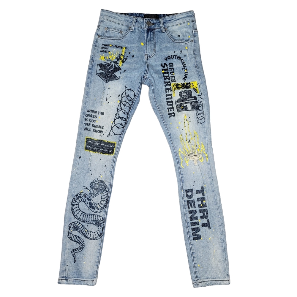 THRT DENIM serpent graphic print jeans